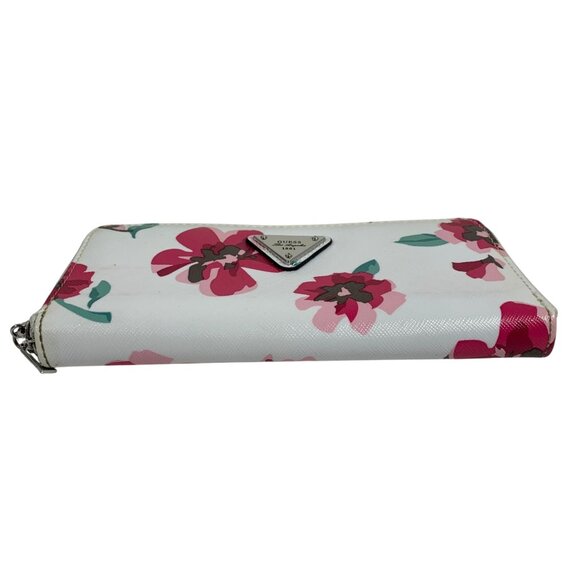 GUESS Pink/Green Floral Poppy Wildflower Zip Around Continental Wallet - Picture 2 of 9